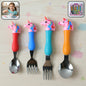 Unicorn Theme Kids Spoon And Fork With Plastic Handle Set (4 Pc Set)