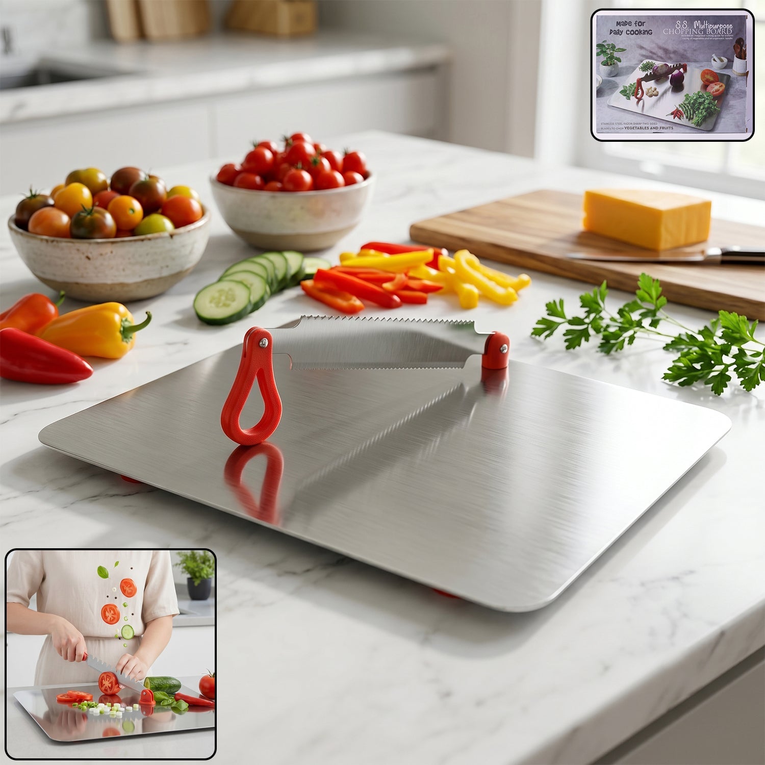 Stainless Steel Multipurpose Chopping Board  Hygienic  Durable For Kitchen
