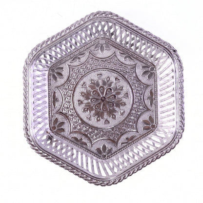 Decorative Silver Serving Tray  Traditional Embossed Floral Design
